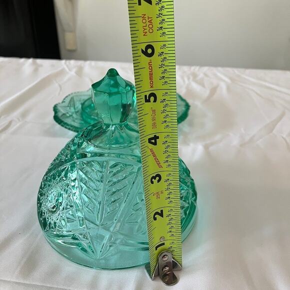 Vintage Viking Glass Dalzell Domed Lidded Cheese Butter Dish Pressed Glass Green - Picture 9 of 13